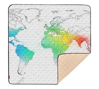 Carta da parati con mappa del mondo, grande e robusta, tappetino da gioco per bambini per interni ed esterni, resistente all'acqua, tappetino da gioco per bambini, 127 x 127 cm