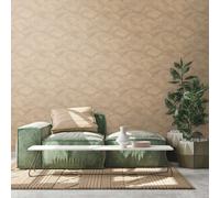 Carta Da Parati Con Motivo A Onde Lucide - Beige, Marrone, Oro