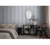 A.S. Création Carta da parati in tessuto non tessuto con strisce di colore blu e grigio, di alta qualità, 397997 - 10,05 m x 0,53 m - Carta da parati per soggiorno - Made in Germany