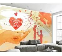 Carta Da Parati Con Note D'amore Semplice Ed Elegante Negozio Di Bevande A Tema Caffè Tè Pomeridiano Sfondo Ristorante Occidentale Carta Da Parati Caffetteria Murale,3D,250x175 Cm