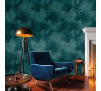 Carta Da Parati Con Piante Tropicali - PETROLIO