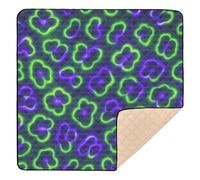 Carta da parati con stampa leopardata in stile fluo, morbida e imbottita, tappetino da gioco per bambini, impermeabile, tappetino per gattonare per neonati e bambini, 127 x 127 cm