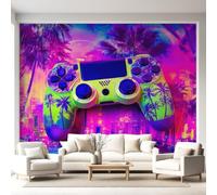 Carta da parati da parete, 450 x 315 cm, neon fluorescente, stile punk, impermeabile, con controller per giochi e paesaggi urbani, decorazione da parete per camera da letto e soggiorno