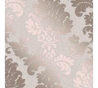 Carta Da Parati Damascata In Quarzo Oro Rosa - Fine Decor FD42204 Glitter Nuovo
