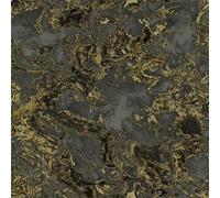 Carta Da Parati Debona In Glitter Metallico Con Vortici Di Marmo Nero/Oro 6357