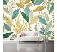 Carta da parati Decorazione della natura delle foglie delle piante Fotomurali in TNT Murale alla moda Decorazione da Muro 250 x 175 cm Poster Gigante Design Carta per Oro verde