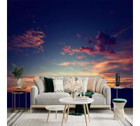 Carta da parati di dimensioni personalizzate, con cielo colorato al tramonto sopra la montagna, con turbine eoliche orizzonte, tessuto autoadesivo da parete (senza PVC), grande carta da parati per