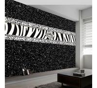Carta da parati di lusso con diamanti e stelle zebra, colore nero, per soggiorno, camera da letto, carta da parati in tessuto non tessuto, decorazione da parete, sfondo TV, 200 x 140 cm