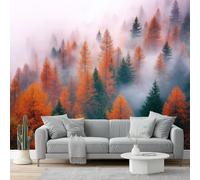 Carta da parati Ecologia del paesaggio Scenario autunnale Fotomurali in TNT Murale alla moda Decorazione da Muro 300 x 210 cm Poster Gigante Design Carta per Arancione Verde