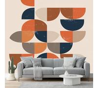 Carta Da Parati Effetto 3D 200 X 140 Cm Semplicità Modernafotomurali In Tnt Murale Alla Moda Decorazione Da Muro Xxl Marrone Semicerchio Abbinamento Colorato Per Salotto Camera Da Letto Ufficio