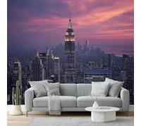 Carta Da Parati Effetto 3D 200 X 140 Cm Stile Dell'Arte Moderna Architettura Cittàfotomurali In Tnt Murale Alla Moda Decorazione Da Muro Xxl Viola Oro Per Salotto Camera Da Letto