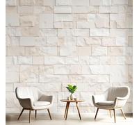 Carta Da Parati Effetto 3D 200X140Cm Mattoni Moderni 3D Fotomurali Murale Alla Moda Decorazione Da Muro Xxl Beige Architettura Minimalista Per Salotto Camera Da Letto Ufficio Corridoio