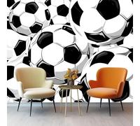 Carta Da Parati Effetto 3D 350 X 256 Cm Educazione Fisicafotomurali In Tnt Murale Alla Moda Decorazione Da Muro Xxl Nero Calcio Sport Per Salotto Camera Da Letto Ufficio Corridoio