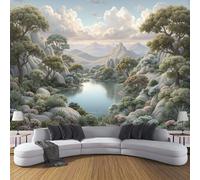 Carta da Parati Effetto 3D 430×300cm - Murale Montagne Antiche Decorazione da Muro Poster Gigante Onirico Naturale Fotomurali Non Tessuto Moderna per Camere Soggiorno Ufficio, Grigio
