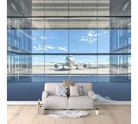 Carta Da Parati Effetto 3D Aereo 250x175 cm Fotomurali Non Tessuto, AEROPORTO Decorazione Poster Arte Murale Moderna per Casa Ufficio Camera Da Letto Soggiorno.