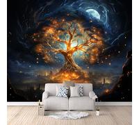 Carta Da Parati Effetto 3D Albero Del Mondo 150x105 cm Fotomurali Non Tessuto, Cielo Stellato Fantasy Decorazione Poster Arte Murale Moderna per Casa Ufficio Camera Da Letto Soggiorno.