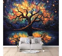 Carta Da Parati Effetto 3D Albero Del Mondo 250x175 cm Fotomurali Non Tessuto, Cielo Stellato Fantasy Decorazione Poster Arte Murale Moderna per Casa Ufficio Camera Da Letto Soggiorno.