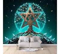 Carta Da Parati Effetto 3D Albero Del Mondo 250x175 cm Fotomurali Non Tessuto, Rune Norrene Decorazione Poster Arte Murale Moderna per Casa Ufficio Camera Da Letto Soggiorno.