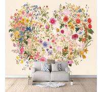 Carta Da Parati Effetto 3D Amo I Fiori 250x175 cm Fotomurali Non Tessuto, Fiori Dei Cartoni Animati Decorazione Poster Arte Murale Moderna per Casa Ufficio Camera Da Letto Soggiorno.
