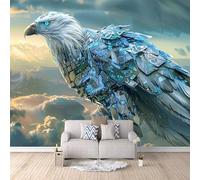Carta Da Parati Effetto 3D Aquila Calva Meccanica 300x256 cm Fotomurali Non Tessuto, Cyberpunk Decorazione Poster Arte Murale Moderna per Casa Ufficio Camera Da Letto Soggiorno.