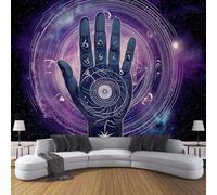 Carta Da Parati Effetto 3D Arte Psichedelica 350×256cm Palme Dei Dodici Segni Zodiacali Fotomurali in seta,Viola Decorazione Poster Arte Murale Moderna per Casa Ufficio Camera Da Letto Soggiorno