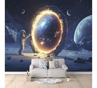 Carta Da Parati Effetto 3D Astronauta 250x175 cm Fotomurali Non Tessuto, Universo Fantasy Decorazione Poster Arte Murale Moderna per Casa Ufficio Camera Da Letto Soggiorno.