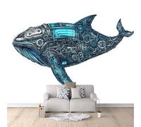 Carta Da Parati Effetto 3D Balena Meccanica 500x280 cm Fotomurali Non Tessuto, Cyberpunk Decorazione Poster Arte Murale Moderna per Casa Ufficio Camera Da Letto Soggiorno.