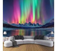 Carta Da Parati Effetto 3D Bellissimo Scenario 200×140cm Montagne Dell'Aurora Boreale Fotomurali in seta,Colorato Decorazione Poster Arte Murale Moderna per Casa Ufficio Camera Da Letto Soggiorno