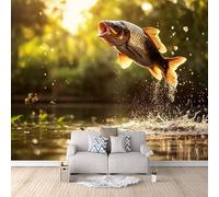 Carta Da Parati Effetto 3D Carpa 300x256 cm Fotomurali Non Tessuto, Lago Decorazione Poster Arte Murale Moderna per Casa Ufficio Camera Da Letto Soggiorno.