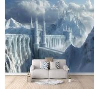Carta Da Parati Effetto 3D Castello Di Montagna Innevata 250x175 cm Fotomurali Non Tessuto, Iceberg Decorazione Poster Arte Murale Moderna per Casa Ufficio Camera Da Letto Soggiorno.