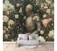 Carta Da Parati Effetto 3D Cavaliere Retrò 300x256 cm Fotomurali Non Tessuto, Rosa Decorazione Poster Arte Murale Moderna per Casa Ufficio Camera Da Letto Soggiorno.