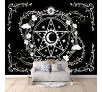 Carta Da Parati Effetto 3D Cerchio Magico 150x105 cm Fotomurali Non Tessuto, Luna E Stelle Decorazione Poster Arte Murale Moderna per Casa Ufficio Camera Da Letto Soggiorno.
