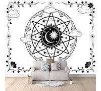 Carta Da Parati Effetto 3D Cerchio Magico 500x280 cm Fotomurali Non Tessuto, Stelle E Luna Decorazione Poster Arte Murale Moderna per Casa Ufficio Camera Da Letto Soggiorno.