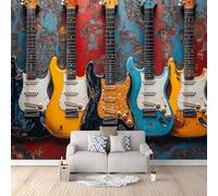 Carta Da Parati Effetto 3D Chitarra 150x105 cm Fotomurali Non Tessuto, Decorazione Poster Arte Murale Moderna per Casa Ufficio Camera Da Letto Soggiorno.