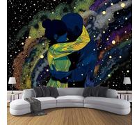 Carta Da Parati Effetto 3D Cielo Stellato Astratto 200×140cm Fotomurali Non Tessuto, Coppia Che Si Abbraccia Decorazione Poster Arte Murale Moderna per Casa Ufficio Camera Da Letto Soggiorno Nero