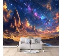 Carta Da Parati Effetto 3D Cielo Stellato Fantasy 500x280 cm Fotomurali Non Tessuto, Universo Galassia Decorazione Poster Arte Murale Moderna per Casa Ufficio Camera Da Letto Soggiorno.