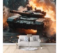Carta Da Parati Effetto 3D Cisterna 150x105 cm Fotomurali Non Tessuto, Guerra Decorazione Poster Arte Murale Moderna per Casa Ufficio Camera Da Letto Soggiorno.