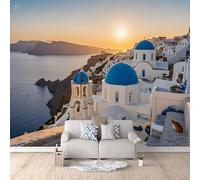 Carta Da Parati Effetto 3D Città Di Oia 250x175 cm Fotomurali Non Tessuto, Decorazione Poster Arte Murale Moderna per Casa Ufficio Camera Da Letto Soggiorno.