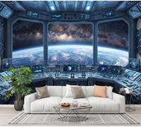 Carta Da Parati Effetto 3D Console Di Controllo Della Capsula Spaziale 3D 200x140cm | Murales Stile Fantascientifico Realistico Panorama Murale, Decor Poster Arte Murale per Camera Da Letto Soggiorno