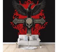 Carta Da Parati Effetto 3D Corvo Scheletro 150x105 cm Fotomurali Non Tessuto, Attraverso Decorazione Poster Arte Murale Moderna per Casa Ufficio Camera Da Letto Soggiorno.