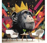 Carta Da Parati Effetto 3D Dipinto A Olio Di Orango 150X105Cm Fotomurali Seta Inchiostro Nero, Decorazione Poster Arte Murale Graffiti Di Strada Per Casa Ufficio Camera Da Letto Soggiorno