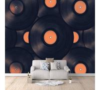 Carta Da Parati Effetto 3D Dischi In Vinile 250x175 cm Fotomurali Non Tessuto, Musica Decorazione Poster Arte Murale Moderna per Casa Ufficio Camera Da Letto Soggiorno.