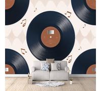 Carta Da Parati Effetto 3D Dischi In Vinile 250x175 cm Fotomurali Non Tessuto, Musica Decorazione Poster Arte Murale Moderna per Casa Ufficio Camera Da Letto Soggiorno.