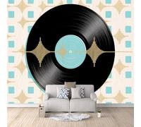 Carta Da Parati Effetto 3D Dischi In Vinile 300x256 cm Fotomurali Non Tessuto, Musica Decorazione Poster Arte Murale Moderna per Casa Ufficio Camera Da Letto Soggiorno.