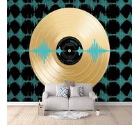 Carta Da Parati Effetto 3D Dischi In Vinile 500x280 cm Fotomurali Non Tessuto, Musica Decorazione Poster Arte Murale Moderna per Casa Ufficio Camera Da Letto Soggiorno.