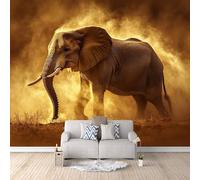 Carta Da Parati Effetto 3D Elefante 250x175 cm Fotomurali Non Tessuto, Tempesta Di Sabbia Decorazione Poster Arte Murale Moderna per Casa Ufficio Camera Da Letto Soggiorno.