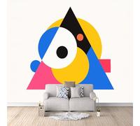 Carta Da Parati Effetto 3D Geometria Astratta 150x105 cm Fotomurali Non Tessuto, Triangolo Cerchio Decorazione Poster Arte Murale Moderna per Casa Ufficio Camera Da Letto Soggiorno.