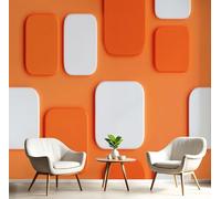 Carta Da Parati Effetto 3D Geometria Semplice 3D 300X210Cm Fotomurali Seta Corallo Arancione, Decorazione Poster Arte Murale Estetica Moderna Per Casa Ufficio Camera Da Letto Soggiorno