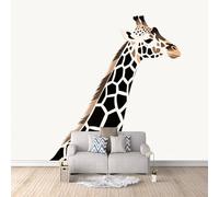 Carta Da Parati Effetto 3D Giraffa Dei Cartoni Animati 250x175 cm Fotomurali Non Tessuto, Decorazione Poster Arte Murale Moderna per Casa Ufficio Camera Da Letto Soggiorno.