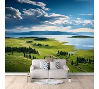 Carta Da Parati Effetto 3D Lago Di Prateria 150x105 cm Fotomurali Non Tessuto, Foresta Decorazione Poster Arte Murale Moderna per Casa Ufficio Camera Da Letto Soggiorno.